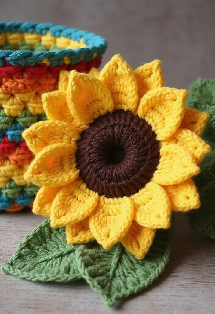 25 Lovely Blooms from Crochet Flowers Free Pattern 🌼 - 3. Whimsical Sunflowers