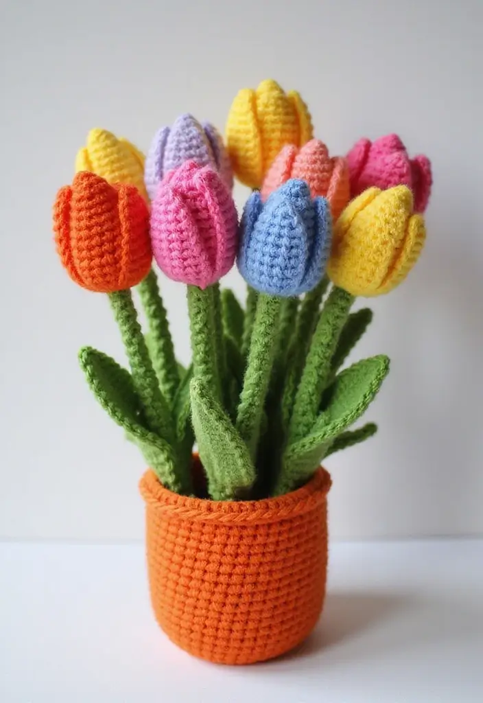 25 Lovely Blooms from Crochet Flowers Free Pattern 🌼 - 5. Simple Tulips