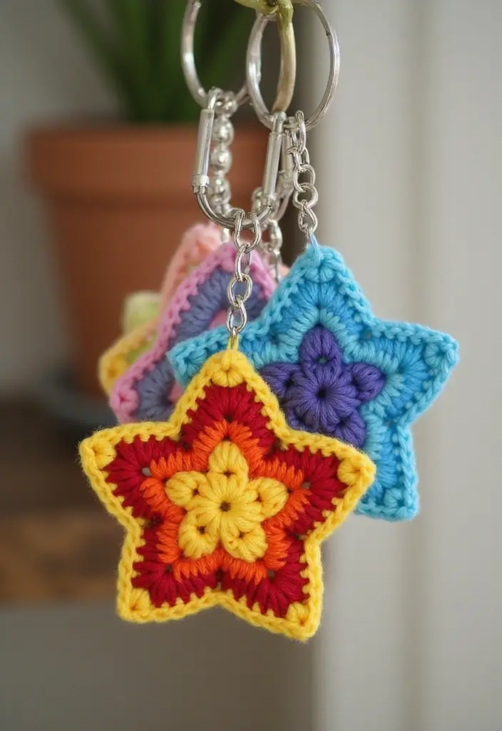 25 Magical Tutorials on How to Crochet a Star - Perfect for Blankets & Decor - 13. Star Keychains