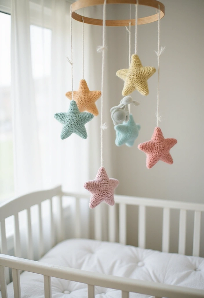 25 Magical Tutorials on How to Crochet a Star - Perfect for Blankets & Decor - 24. Star-themed Baby Mobile