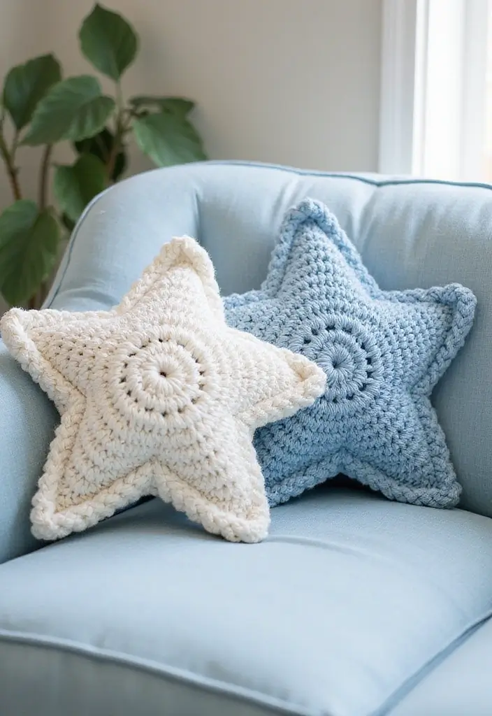 25 Magical Tutorials on How to Crochet a Star - Perfect for Blankets & Decor - 7. Starry Night Pillow Covers