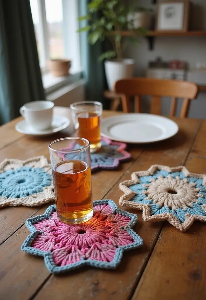 25 Magical Tutorials on How to Crochet a Star - Perfect for Blankets & Decor - 9. Star Coasters for Your Table