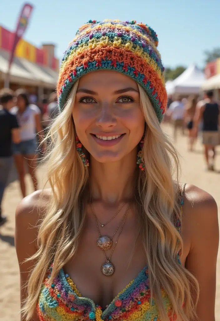 25 Modern & Trendy Crochet Beanie Pattern Free Photo Ideas - 13. The Festival Beanie