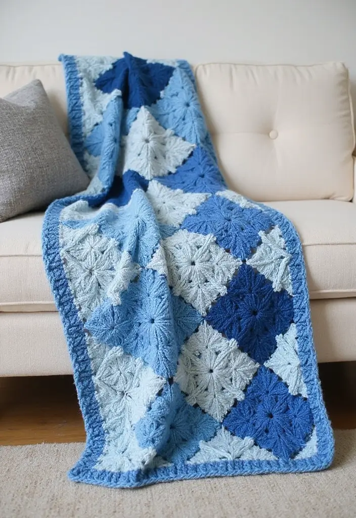 25 Radiant Designs for 6 Day Star Blanket Crochet: Patterns and Color Combos - 1. Celestial Blues