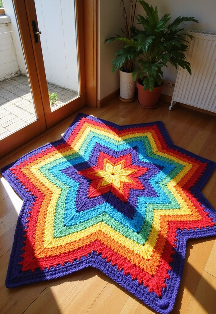 25 Radiant Designs for 6 Day Star Blanket Crochet: Patterns and Color Combos - 10. Bold and Bright
