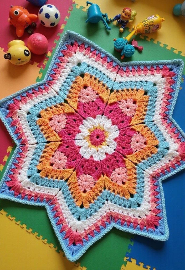 25 Radiant Designs for 6 Day Star Blanket Crochet: Patterns and Color Combos - 8. Playful Patterns