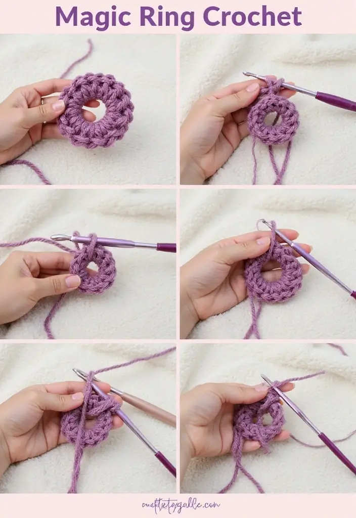 25 Step Tutorials Showing How to Crochet for Beginners - 3. Learning the Magic Ring Technique
