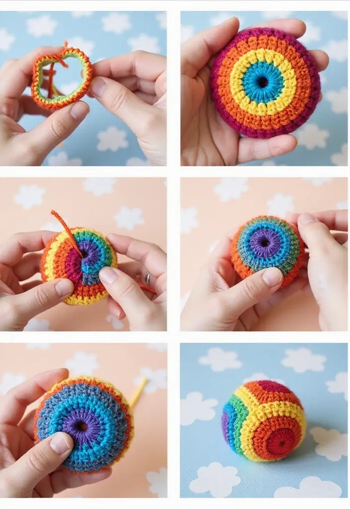 25 Step Tutorials Showing How to Crochet for Beginners - 4. First Amigurumi Project: A Simple Crochet Ball