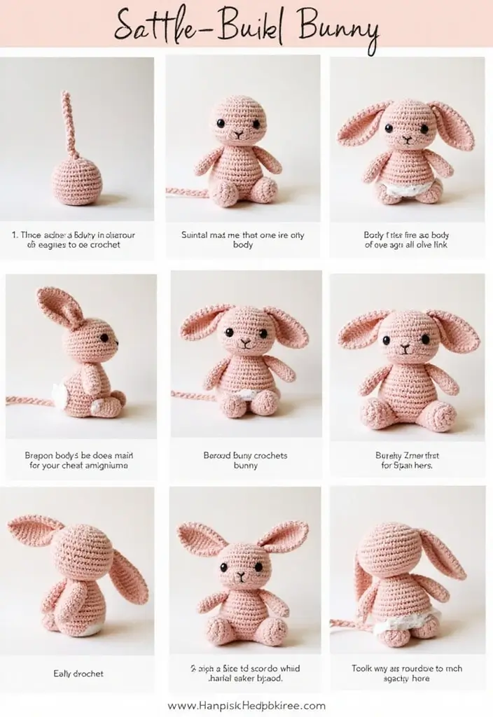 25 Step Tutorials Showing How to Crochet for Beginners - 5. Crafting a Cute Crochet Bunny