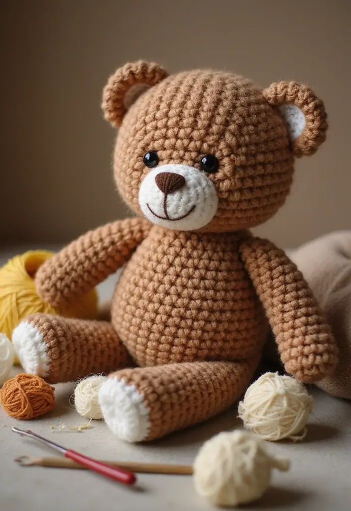 25 Step Tutorials Showing How to Crochet for Beginners - 6. Creating a Charming Crochet Teddy Bear