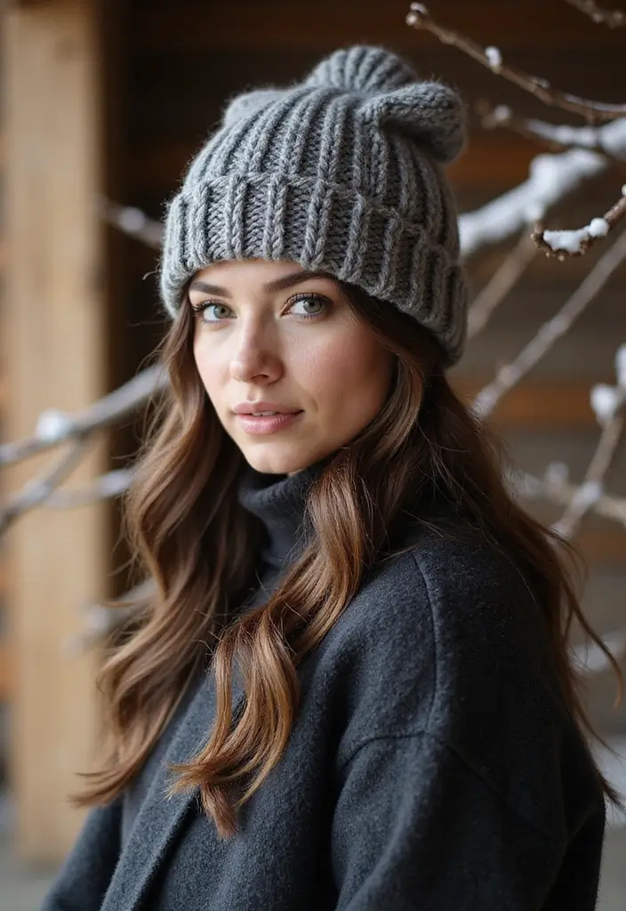 25 Stylish Winter Looks Using Crochet Hats: Free Patterns for Kids - 20. The Shell Stitch Beanie: Elegant and Unique