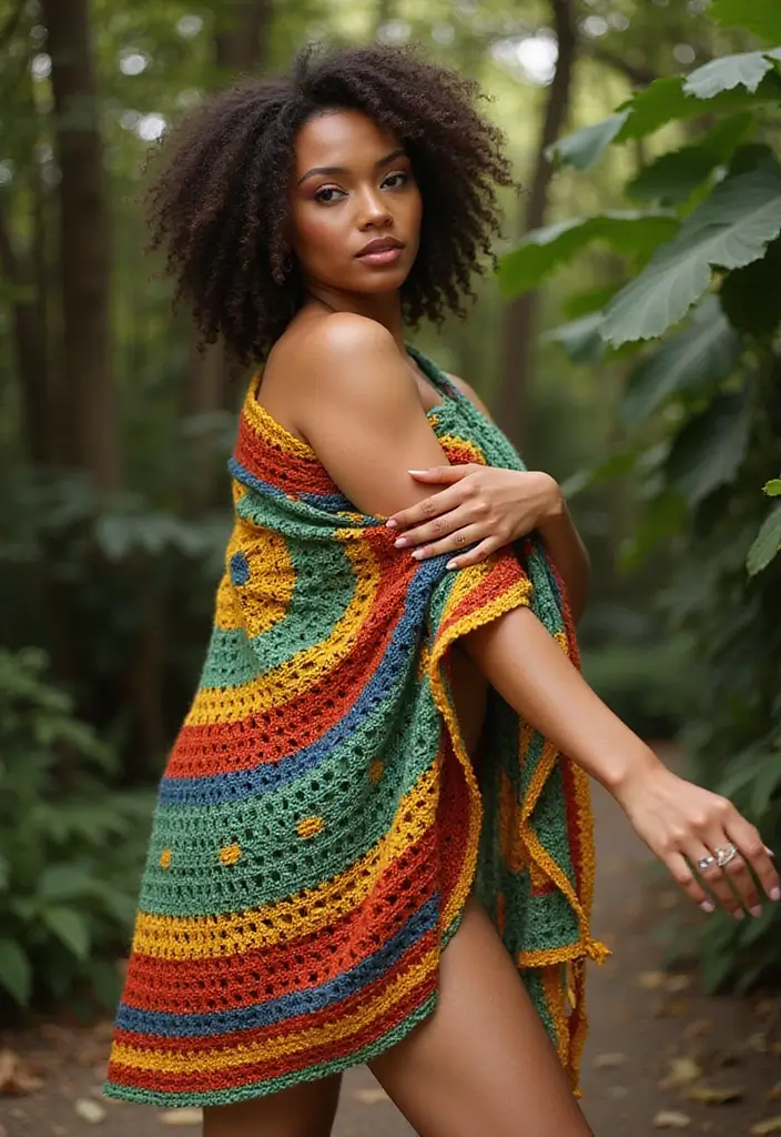 25 Trending Crochet Styles for Black Women for Every Occasion - 2. Kente Cloth Inspired Shawls