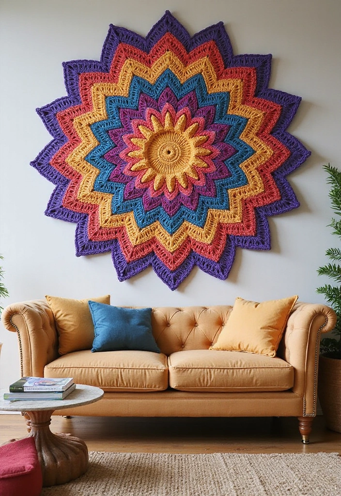 25 Unique Wall and Blanket Projects: Crochet Tapestry Pattern Free Charts - 10. Statement Piece: Oversized Crochet Wall Art