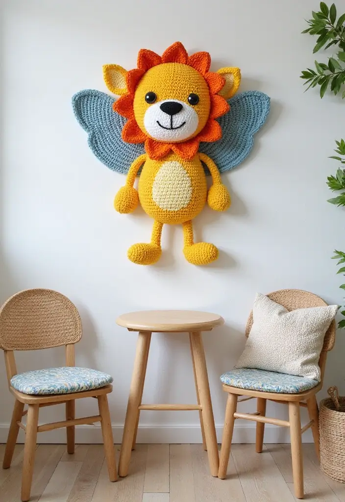 25 Unique Wall and Blanket Projects: Crochet Tapestry Pattern Free Charts - 15. Kids’ Delight: Animal-Themed Crochet Wall Art