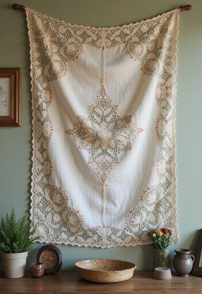25 Unique Wall and Blanket Projects: Crochet Tapestry Pattern Free Charts - 18. Timeless Charm: Vintage Lace Crochet Tapestry