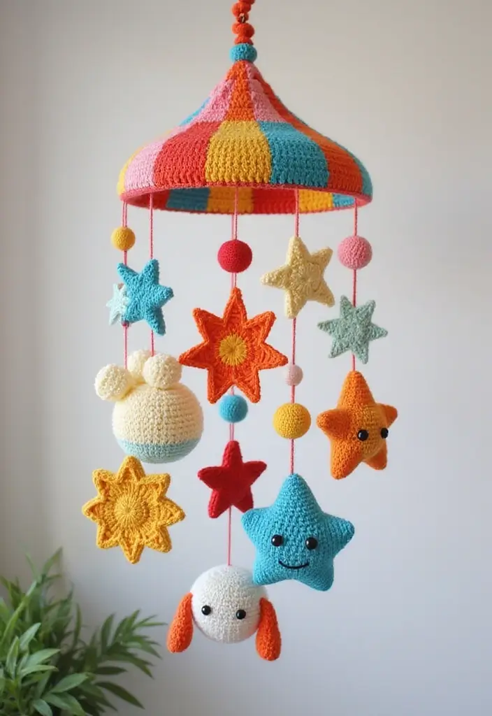 25 Unique Wall and Blanket Projects: Crochet Tapestry Pattern Free Charts - 19. Playful Patterns: Colorful Crochet Mobile