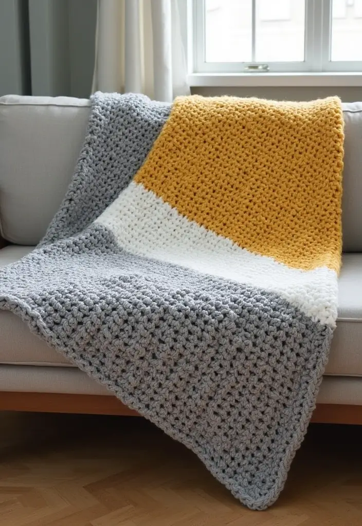 25 Unique Wall and Blanket Projects: Crochet Tapestry Pattern Free Charts - 21. Cozy Contrast: Two-Tone Crochet Blanket