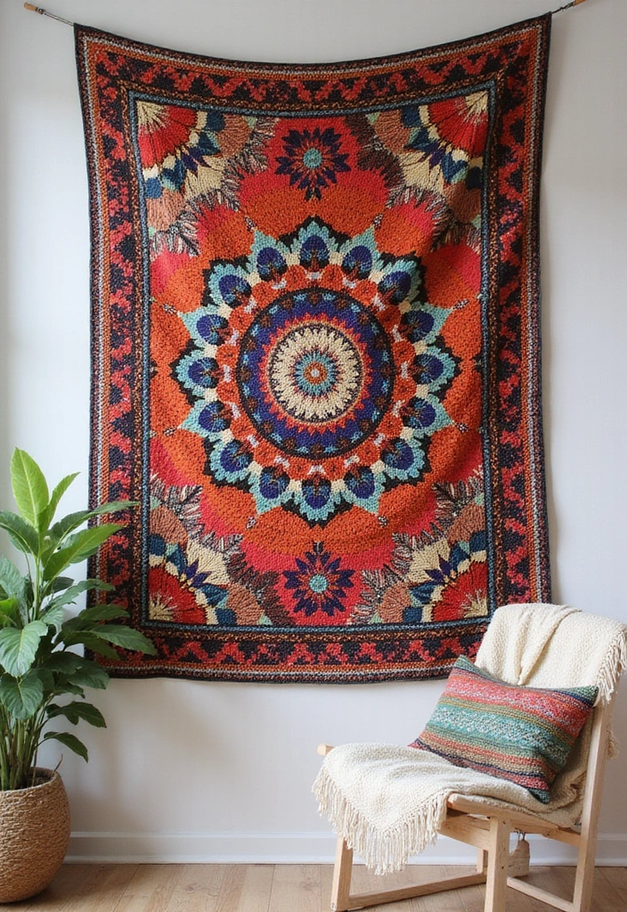 25 Unique Wall and Blanket Projects: Crochet Tapestry Pattern Free Charts - 22. Cultural Heritage: Crochet Quilt Tapestry