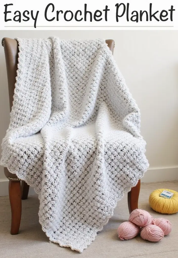 30 Adorable Ideas for Easy Crochet Baby Blanket Free Pattern with Soft Yarn Inspirations - 12. Simple Double Crochet Blanket