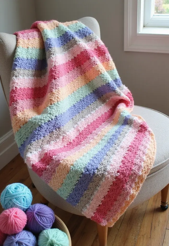 30 Adorable Ideas for Easy Crochet Baby Blanket Free Pattern with Soft Yarn Inspirations - 16. Textured Stripe Blanket