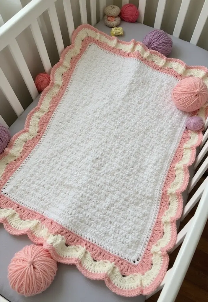 30 Adorable Ideas for Easy Crochet Baby Blanket Free Pattern with Soft Yarn Inspirations - 18. Baby Ripple with Border Blanket