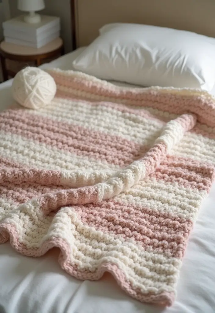 30 Adorable Ideas for Easy Crochet Baby Blanket Free Pattern with Soft Yarn Inspirations - 29. Cozy Striped Blanket
