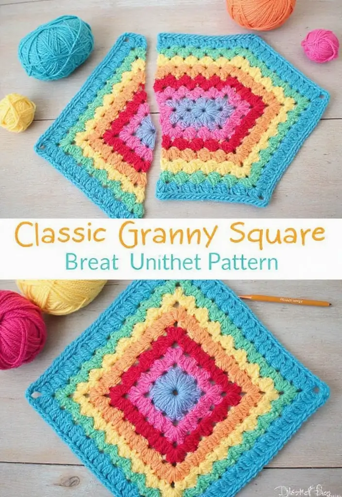 30 Beautiful Ideas for Granny Square Crochet Patterns - 1. Classic Granny Square Blanket