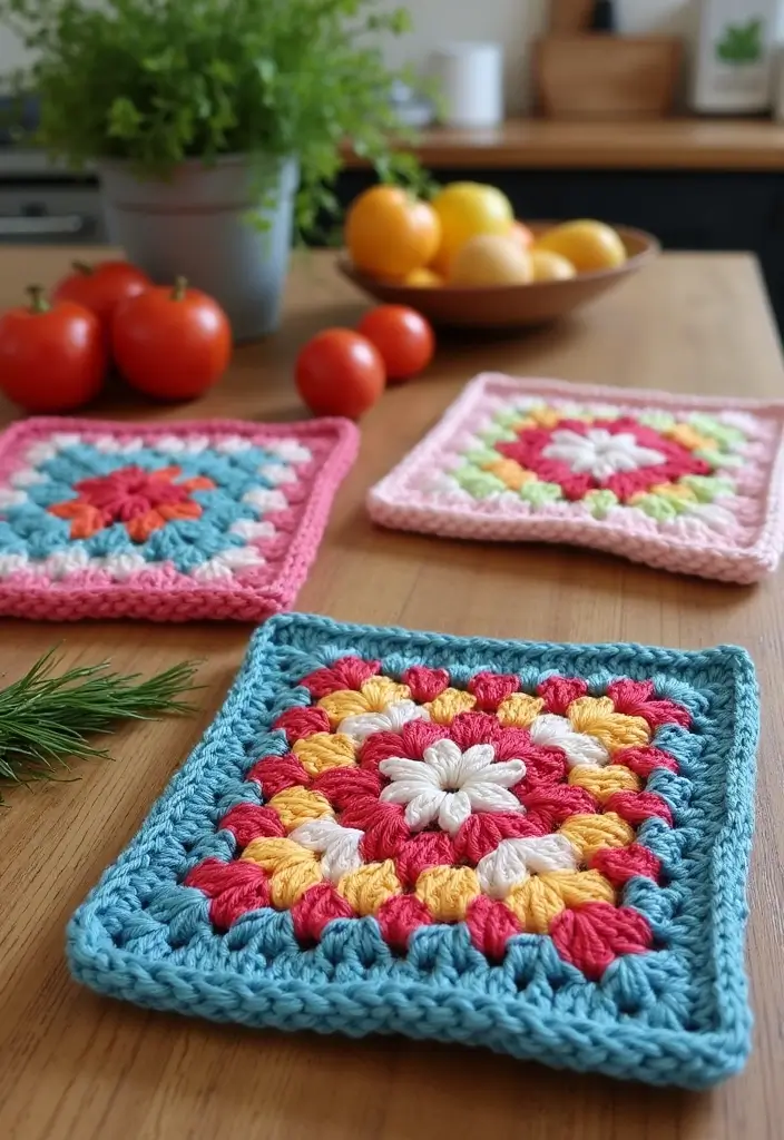 30 Beautiful Ideas for Granny Square Crochet Patterns - 21. Granny Square Hot Pad