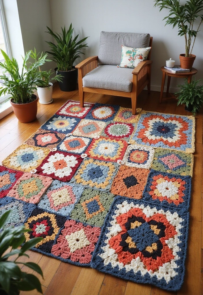 30 Beautiful Ideas for Granny Square Crochet Patterns - 7. Granny Square Rug