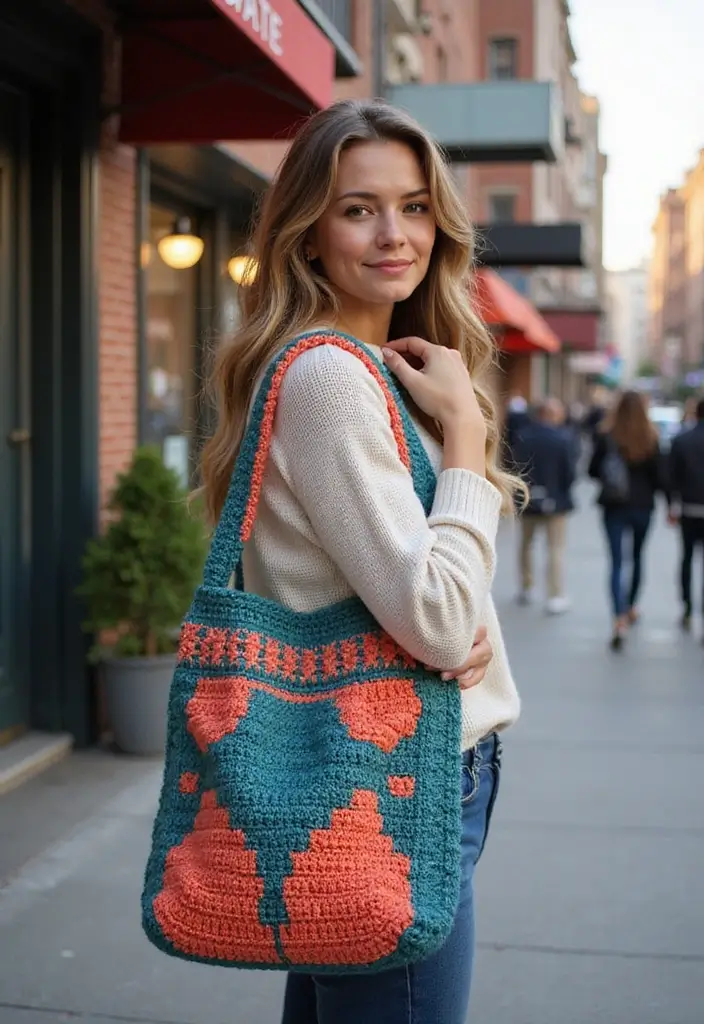 30 Chic DIY Crochet Tote Bags Free Patterns with Step-by-Step Image Guides - 14. The Crossbody Tote