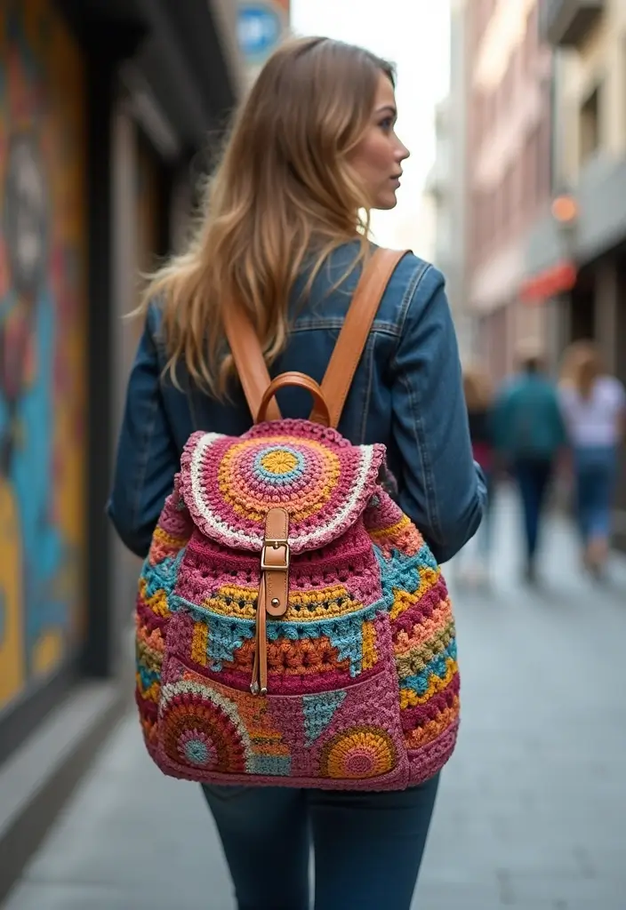 30 Chic DIY Crochet Tote Bags Free Patterns with Step-by-Step Image Guides - 15. The Stylish Backpack Tote
