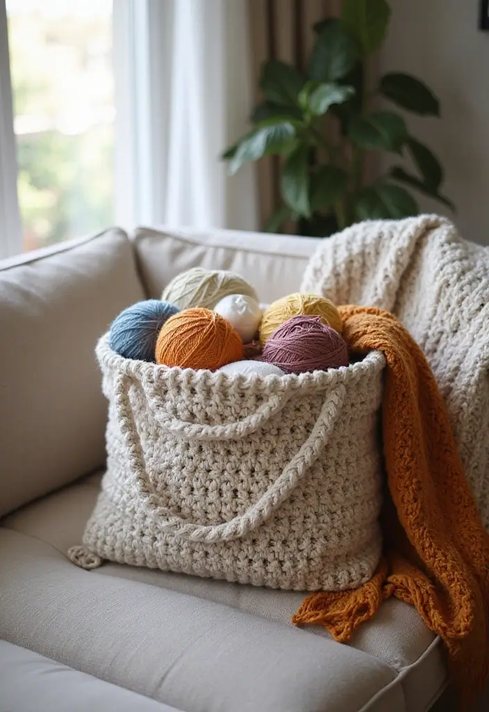 30 Chic DIY Crochet Tote Bags Free Patterns with Step-by-Step Image Guides - 24. The Cozy Home Bag