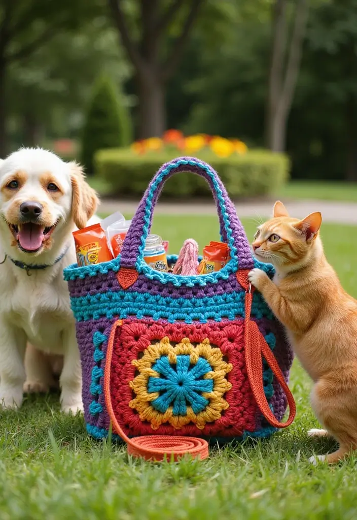 30 Chic DIY Crochet Tote Bags Free Patterns with Step-by-Step Image Guides - 26. The Pet Lover's Tote