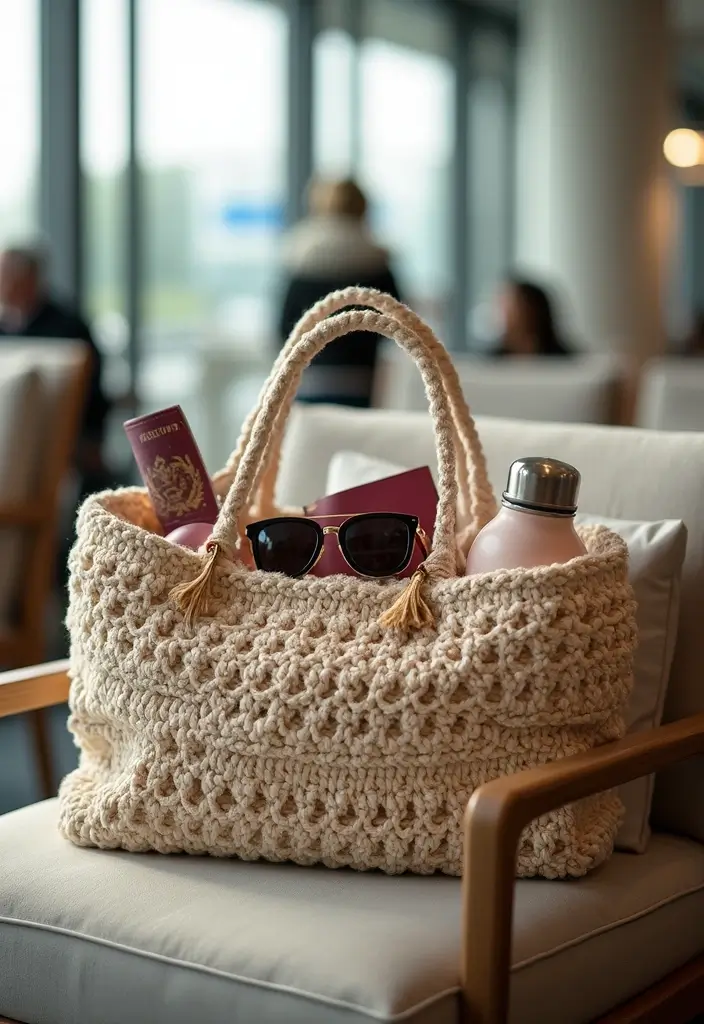 30 Chic DIY Crochet Tote Bags Free Patterns with Step-by-Step Image Guides - 27. The Travel-Friendly Tote