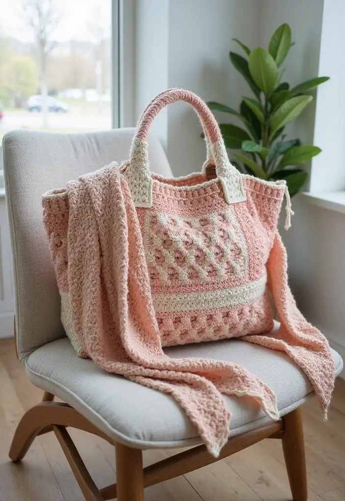 30 Chic DIY Crochet Tote Bags Free Patterns with Step-by-Step Image Guides - 7. The Quilted Effect Tote