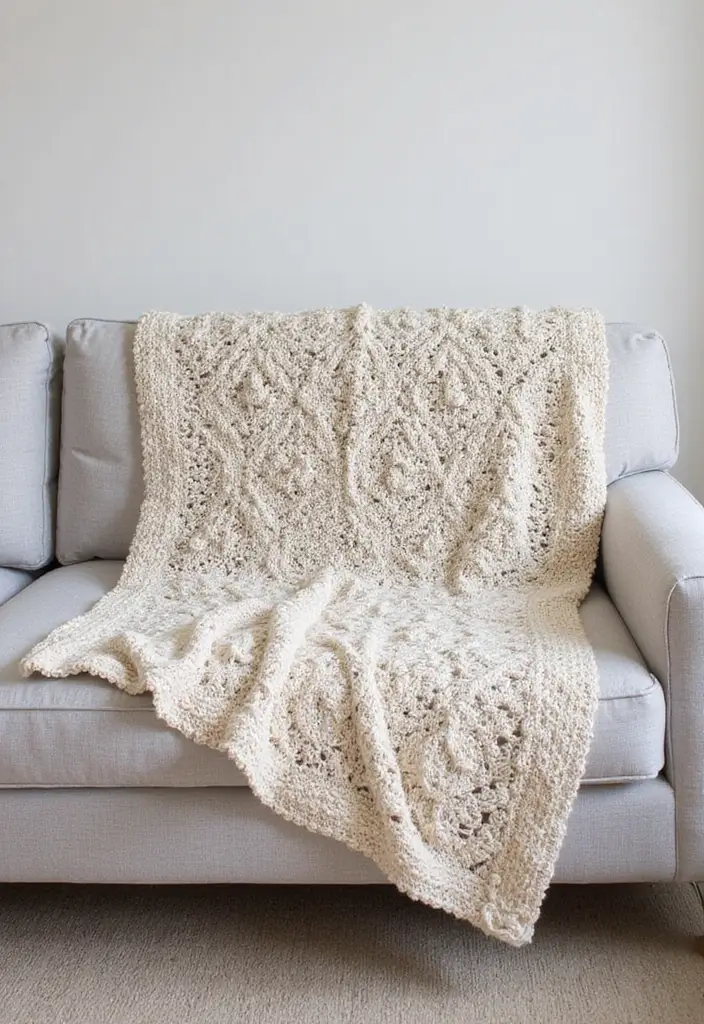 30 Cozy Designs for Free Crochet Patterns for Afghans - 17. Sashiko Inspired Afghan
