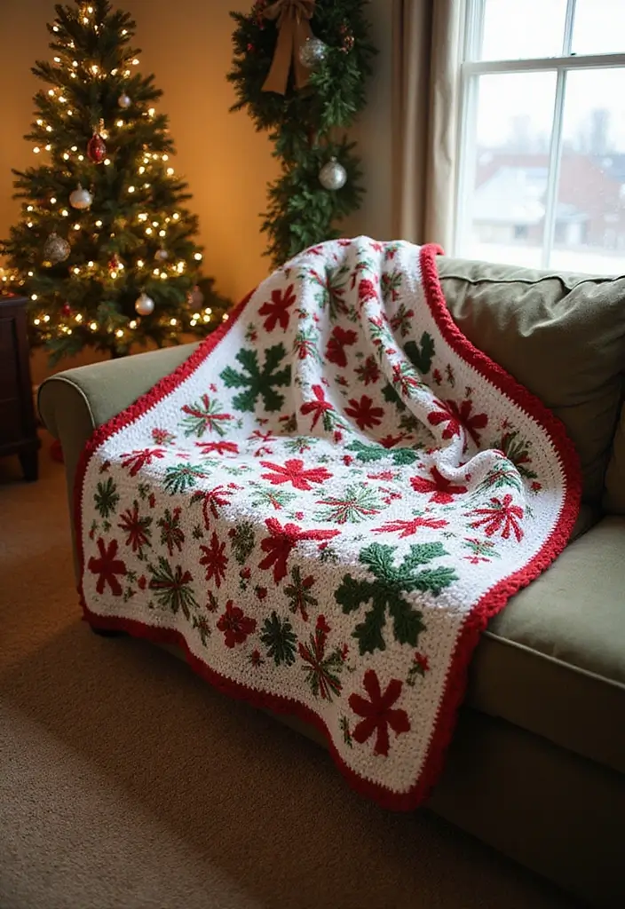 30 Cozy Designs for Free Crochet Patterns for Afghans - 23. Holiday Themed Afghan