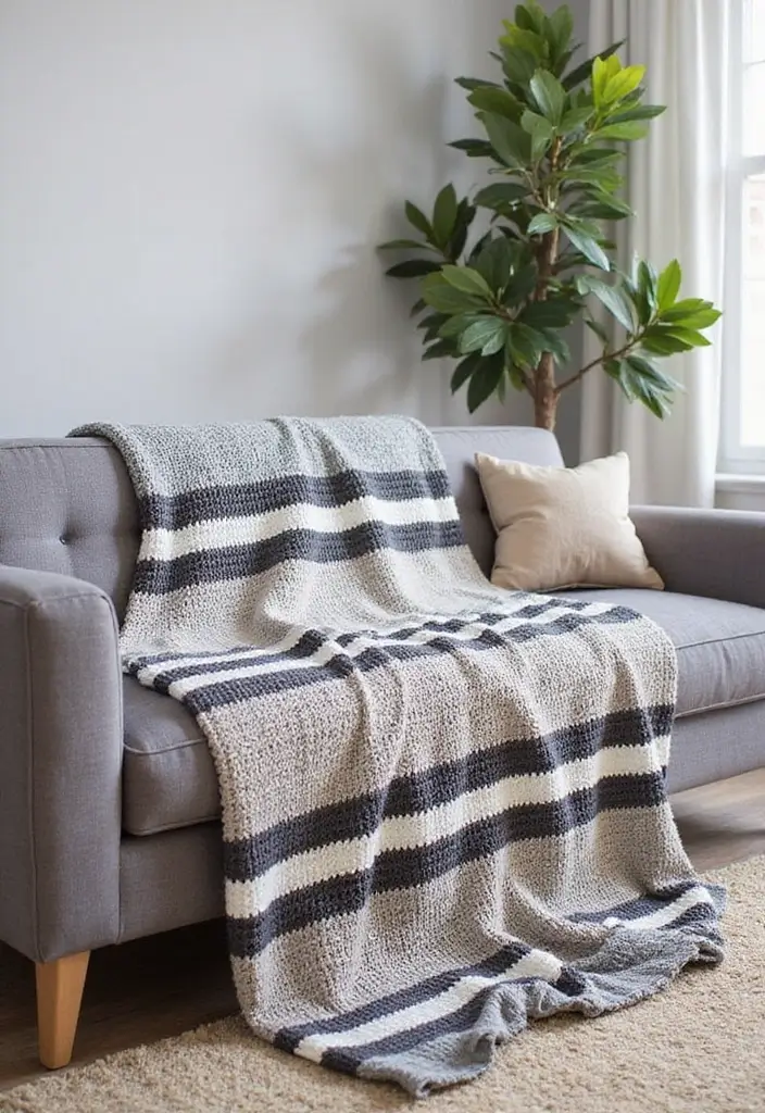 30 Cozy Designs for Free Crochet Patterns for Afghans - 4. Striped Afghan with a Twist