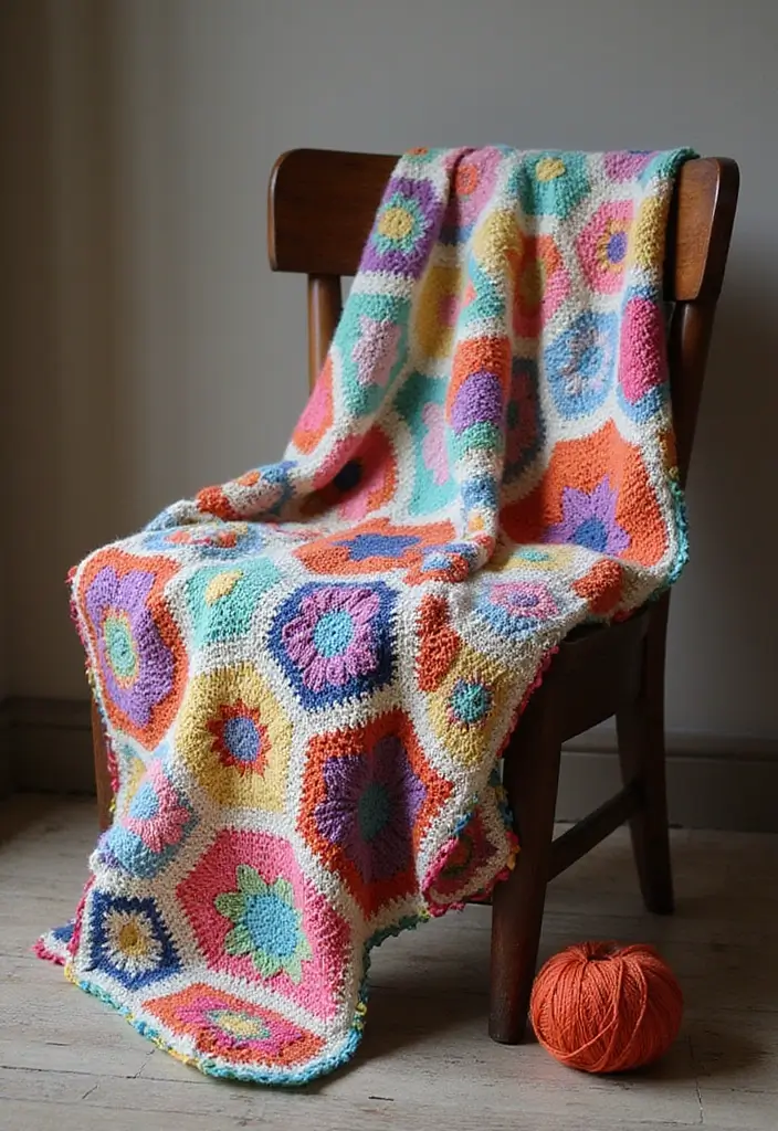 30 Cozy Designs for Free Crochet Patterns for Afghans - 5. Hexagon Motif Afghan