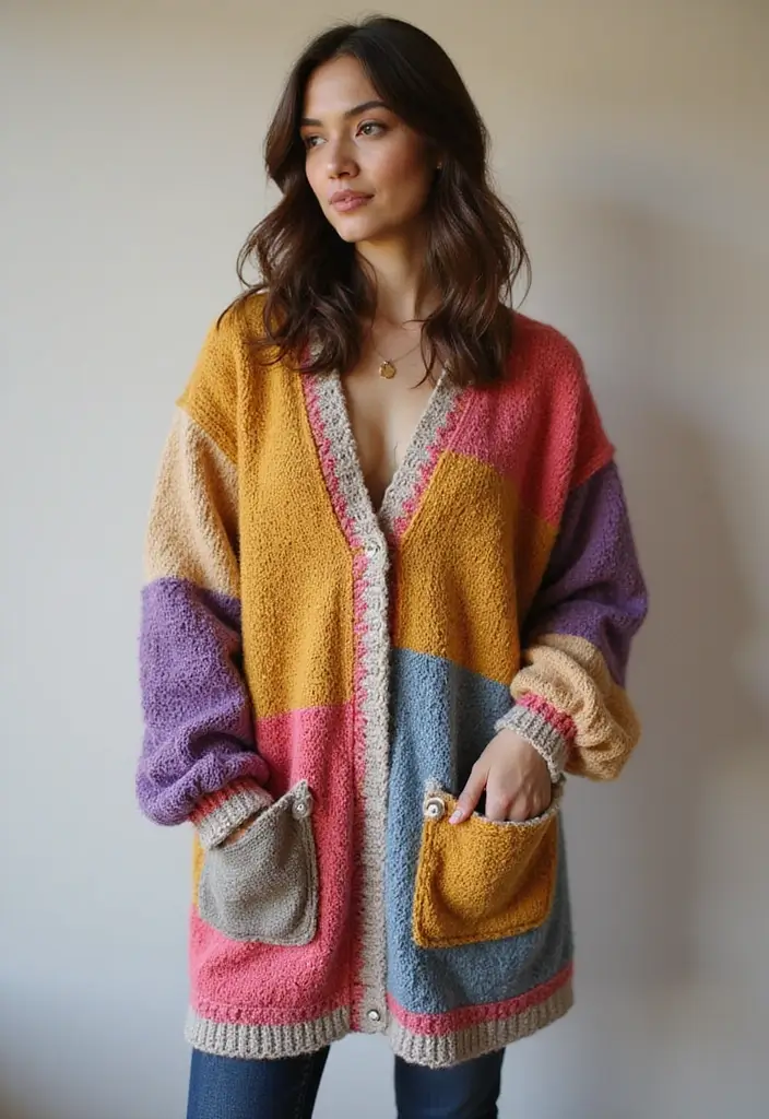 30 Cozy Wardrobe Essentials: Crochet Cardigan Pattern Free Collection - 11. Patchwork Cardigan