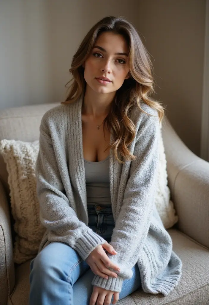 30 Cozy & Warm Crochet Sweater Patterns Free with Color Ideas - 28. The Open-Front Cardigan