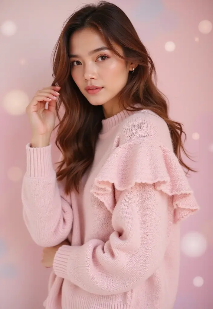 30 Cozy & Warm Crochet Sweater Patterns Free with Color Ideas - 30. The Ruffled Sleeve Sweater