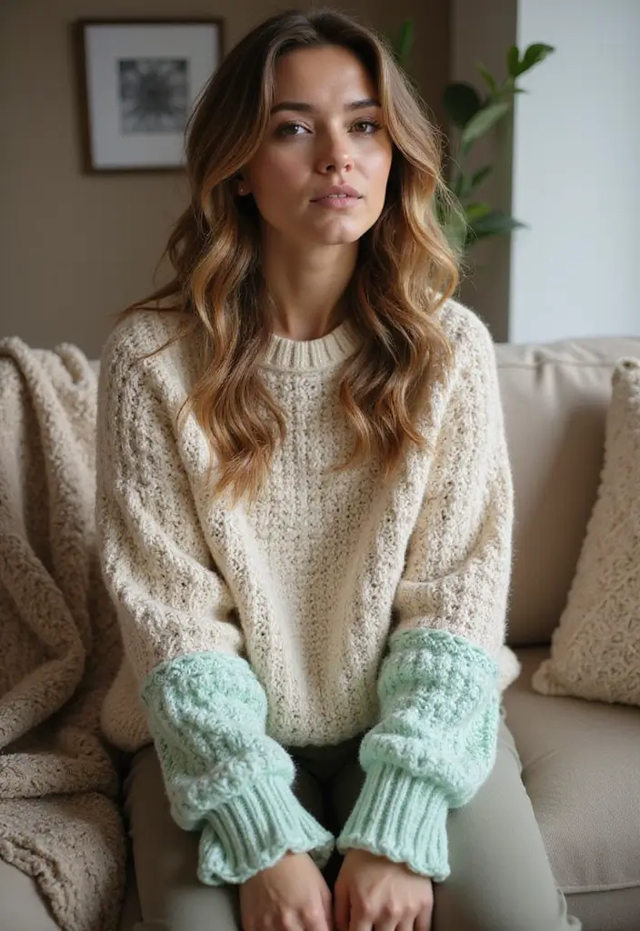 30 Cozy & Warm Crochet Sweater Patterns Free with Color Ideas - 7. The Slouchy Sweater