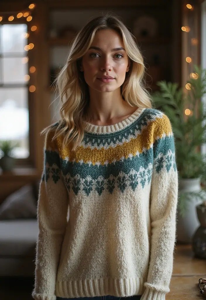 30 Cozy & Warm Crochet Sweater Patterns Free with Color Ideas - 8. The Fair Isle Sweater