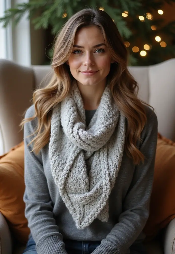 30 Cozy Winter Styles with Crochet Scarf Pattern Free Step Photos - 30. Star Stitch Scarf
