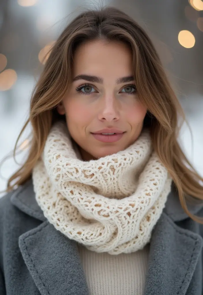 30 Cozy Winter Styles with Crochet Scarf Pattern Free Step Photos - 5. Lacy Crochet Scarf