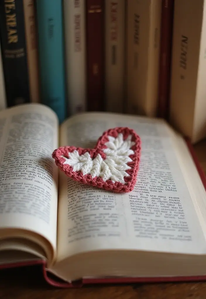 30 Creative Valentine Ideas with How to Crochet a Heart - 10. Heart Bookmarks
