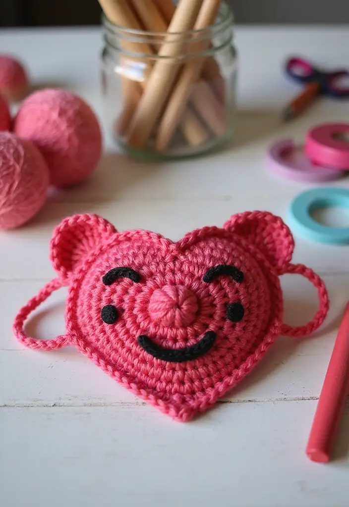 30 Creative Valentine Ideas with How to Crochet a Heart - 18. Heart Face Masks