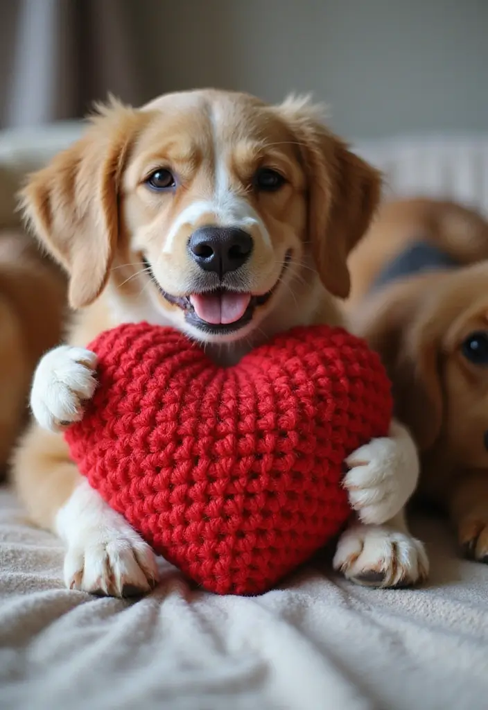 30 Creative Valentine Ideas with How to Crochet a Heart - 20. Heart Pet Toys