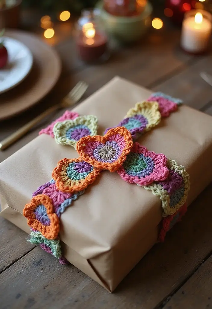 30 Creative Valentine Ideas with How to Crochet a Heart - 24. Heart Gift Wrap